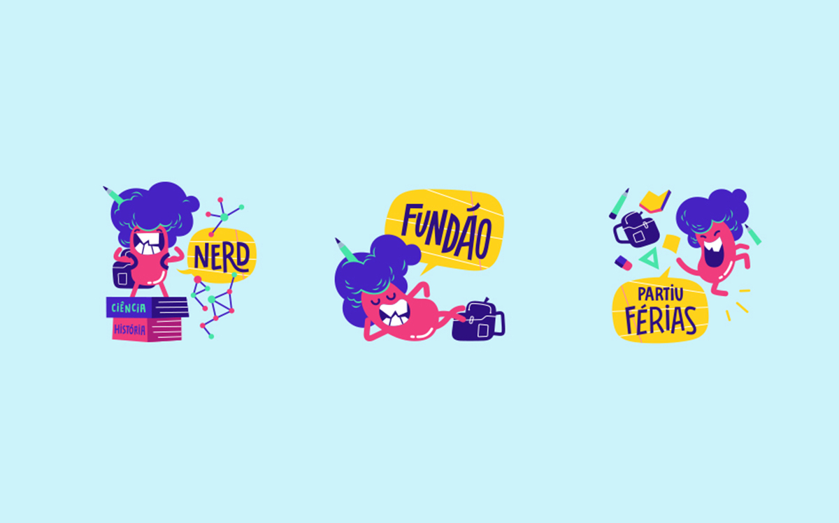 原创IP学生形象表情包插图设计