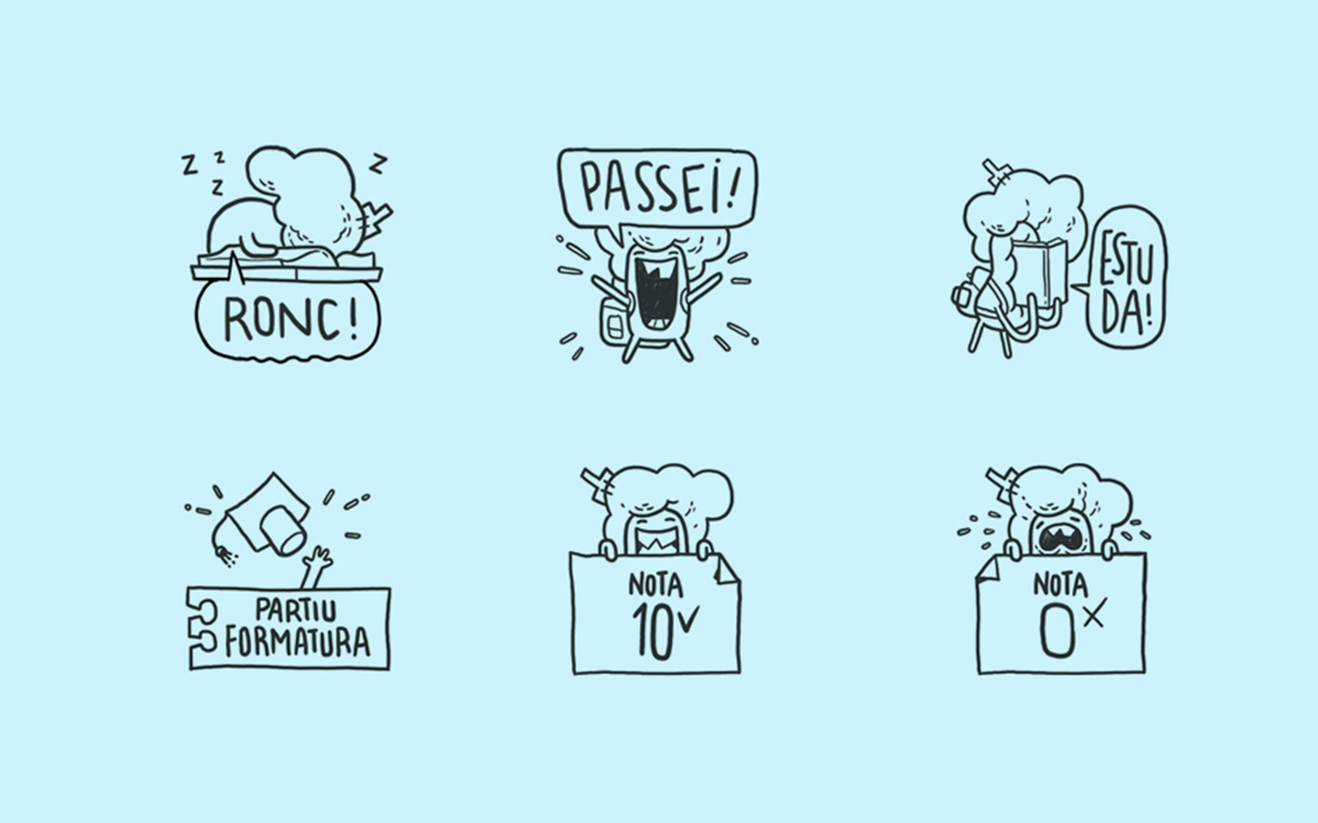 原创IP学生形象表情包插图设计